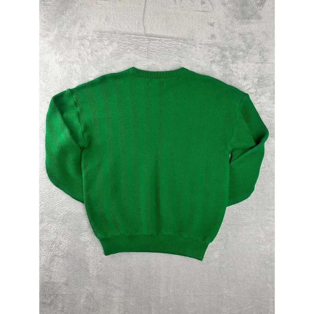 Vintage 90s Roundtree & Yorke Green Textured Heavy Knit Crewneck Sweater Size L